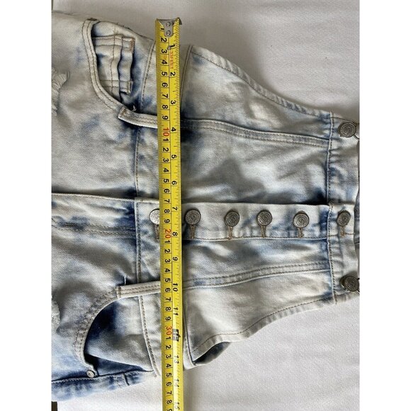 Harmony + Havoc Denim Overalls Shortalls Size 3 Destroyed Distressed Acid Wash - Picture 8 of 12